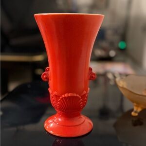 Anchor Hocking Vitroc Orange Glass Art Deco Vase
